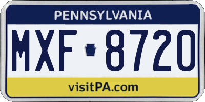 PA license plate MXF8720
