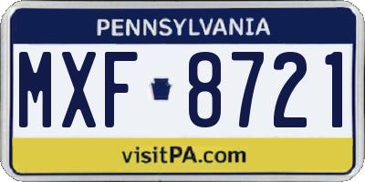 PA license plate MXF8721