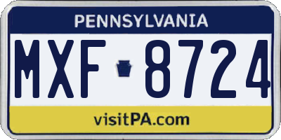 PA license plate MXF8724
