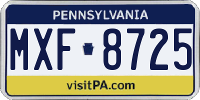 PA license plate MXF8725