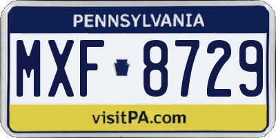 PA license plate MXF8729