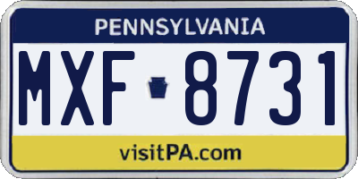 PA license plate MXF8731