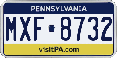 PA license plate MXF8732