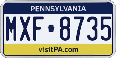 PA license plate MXF8735