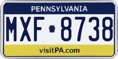 PA license plate MXF8738