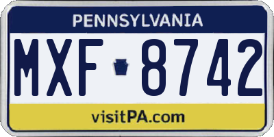 PA license plate MXF8742