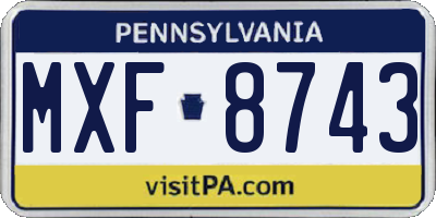 PA license plate MXF8743