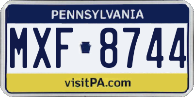 PA license plate MXF8744