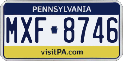 PA license plate MXF8746