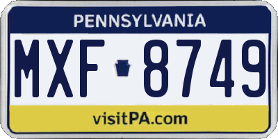 PA license plate MXF8749
