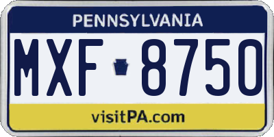 PA license plate MXF8750