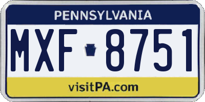 PA license plate MXF8751