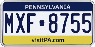 PA license plate MXF8755