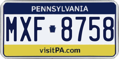 PA license plate MXF8758