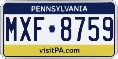 PA license plate MXF8759