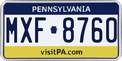 PA license plate MXF8760