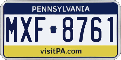 PA license plate MXF8761