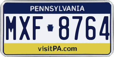 PA license plate MXF8764