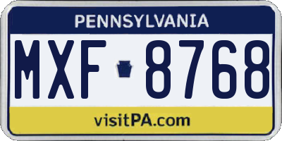 PA license plate MXF8768