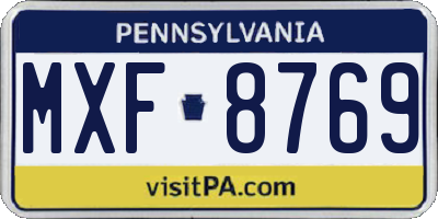 PA license plate MXF8769