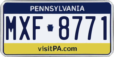 PA license plate MXF8771