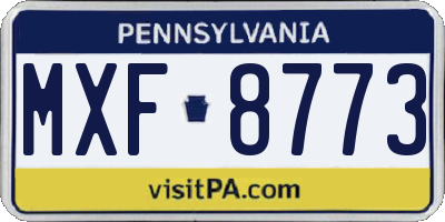 PA license plate MXF8773