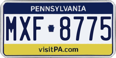 PA license plate MXF8775