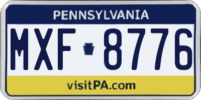 PA license plate MXF8776