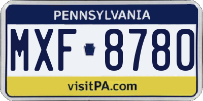 PA license plate MXF8780