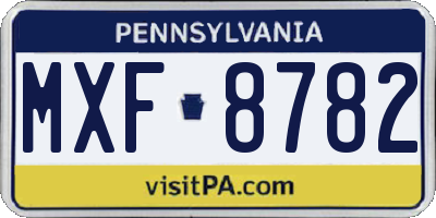 PA license plate MXF8782