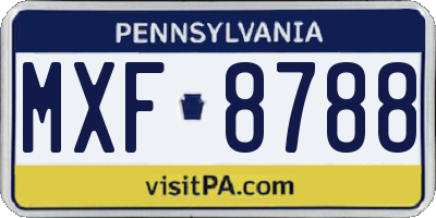 PA license plate MXF8788