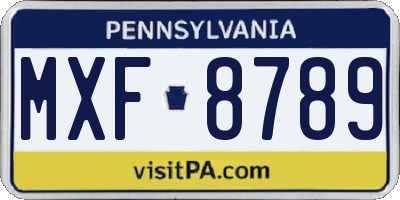 PA license plate MXF8789