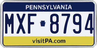 PA license plate MXF8794