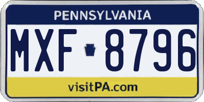 PA license plate MXF8796