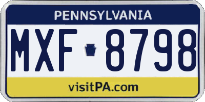 PA license plate MXF8798