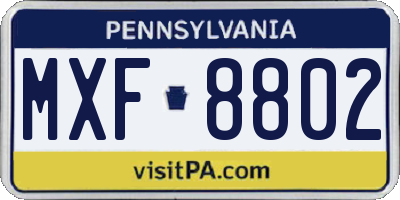PA license plate MXF8802