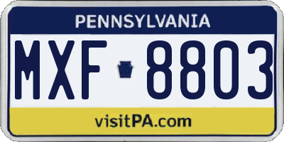 PA license plate MXF8803