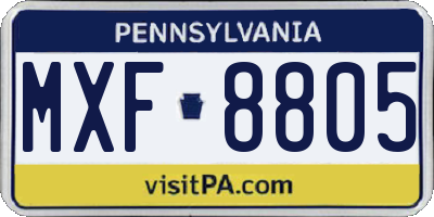 PA license plate MXF8805