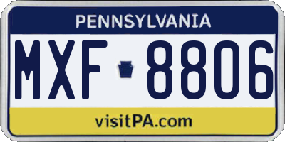 PA license plate MXF8806