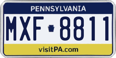 PA license plate MXF8811