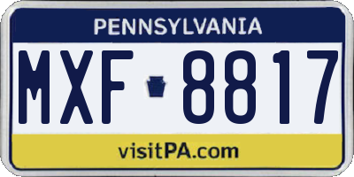 PA license plate MXF8817