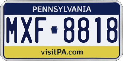 PA license plate MXF8818