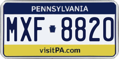 PA license plate MXF8820