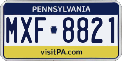 PA license plate MXF8821