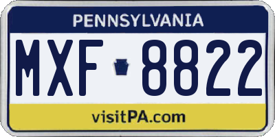 PA license plate MXF8822
