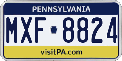 PA license plate MXF8824