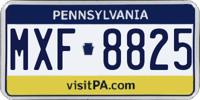 PA license plate MXF8825