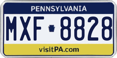 PA license plate MXF8828