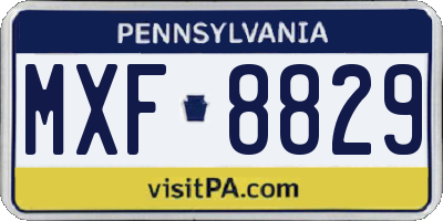 PA license plate MXF8829