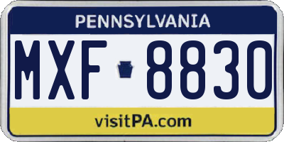 PA license plate MXF8830